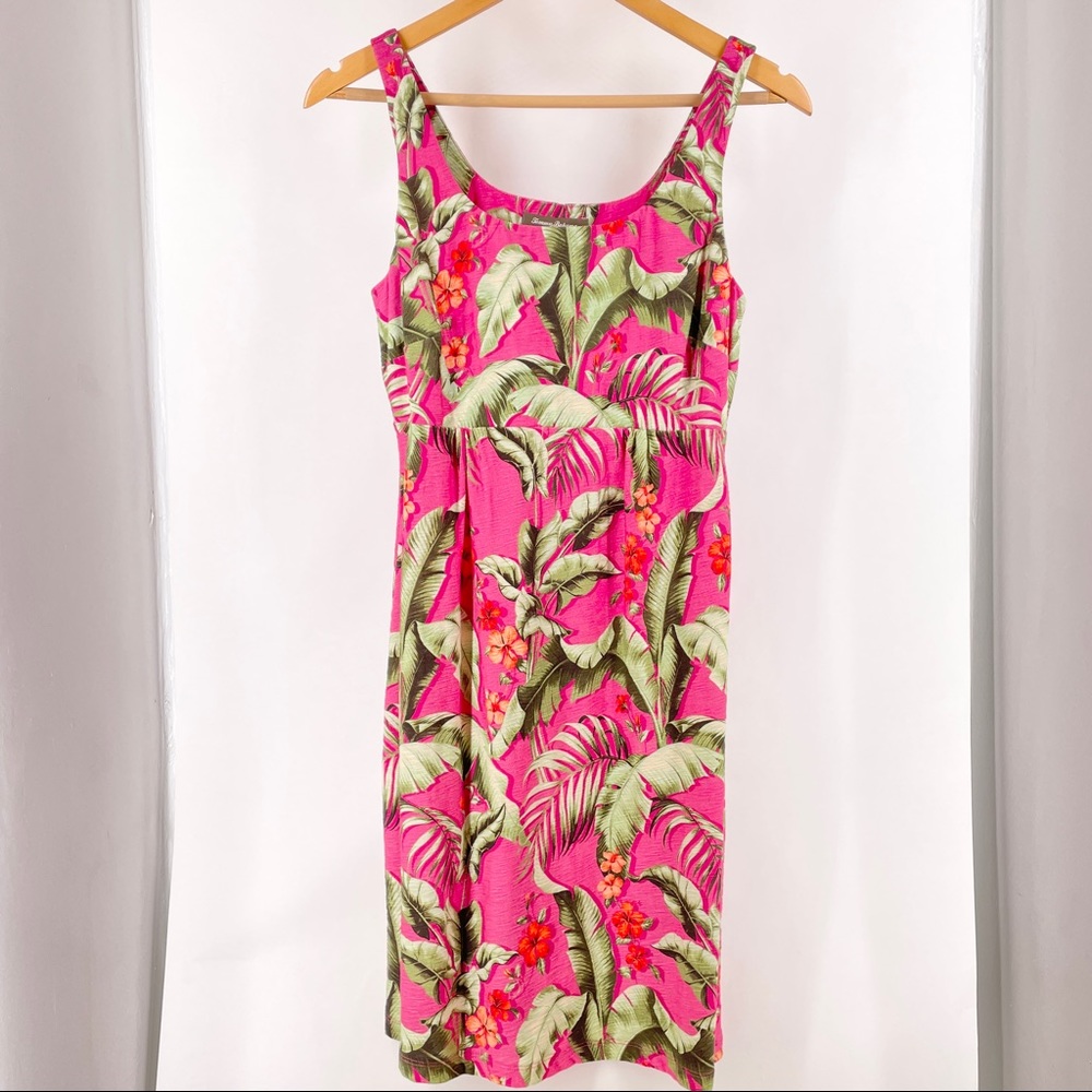 Tommy Bahama Pink Floral Print Size Small Cotton Dress